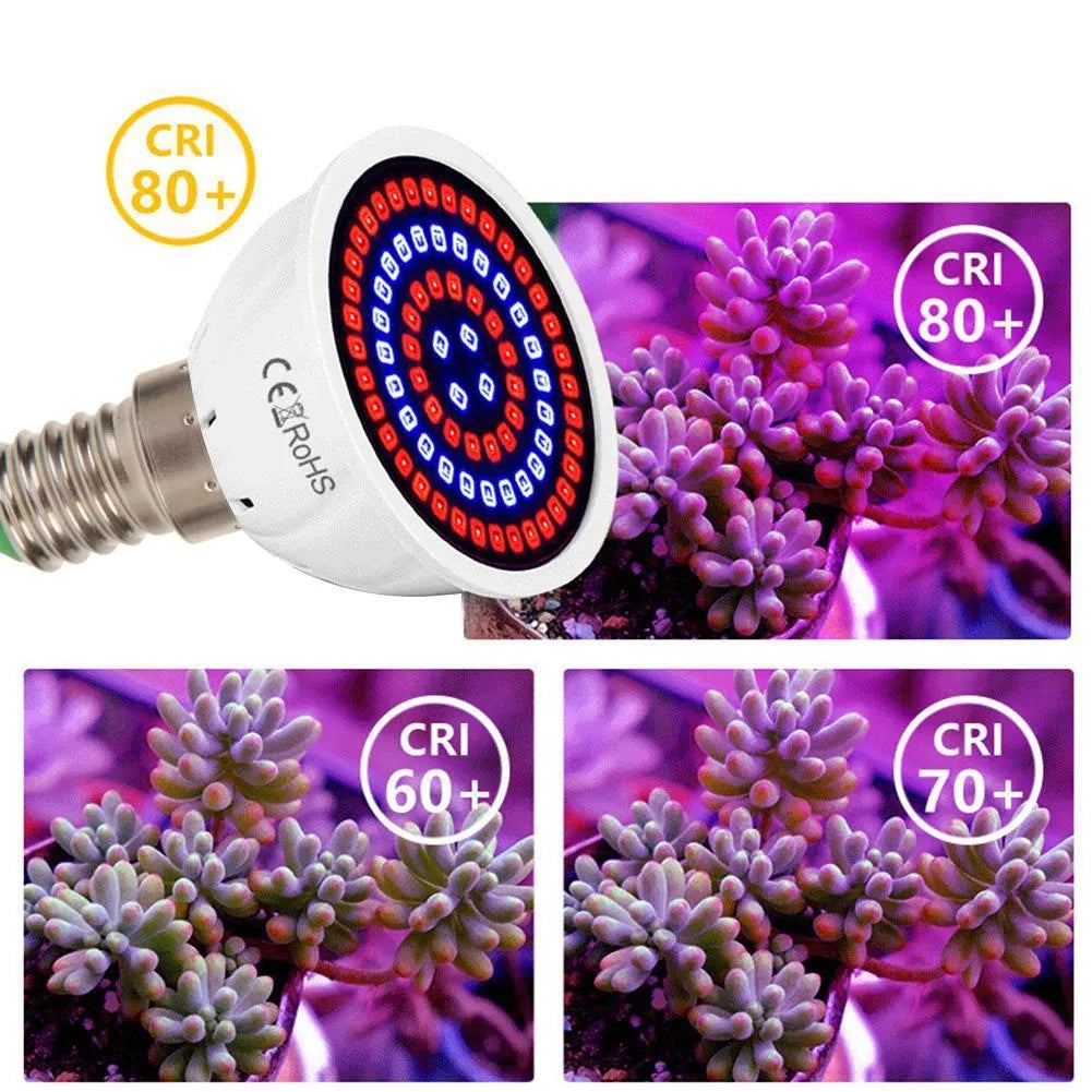 White LED plant growth lamp with 80 beads for indoor potted plants.