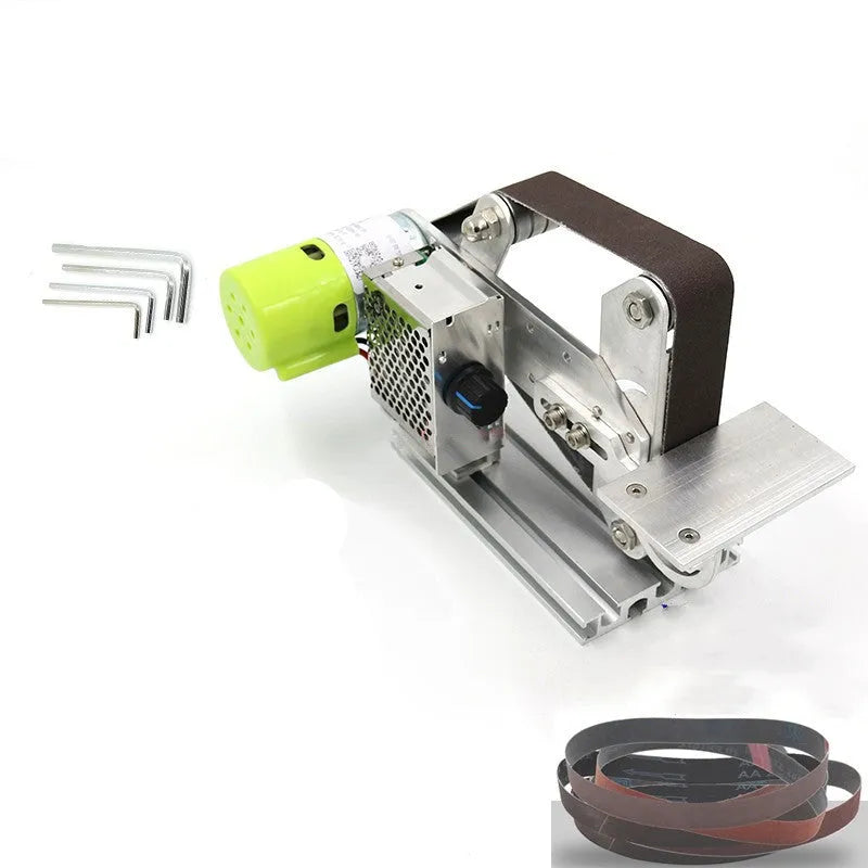 895 fixed-angle desktop sharpener with speed-adjusting belt mechanism on workshop bench