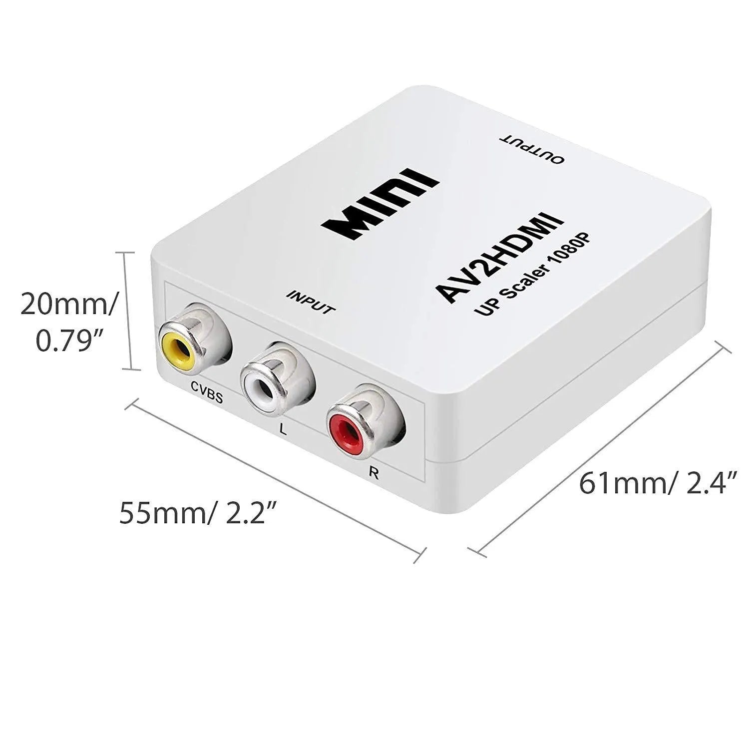 Black and white AV to HDMI converter with 0.5 metre cable for 1080P signal conversion