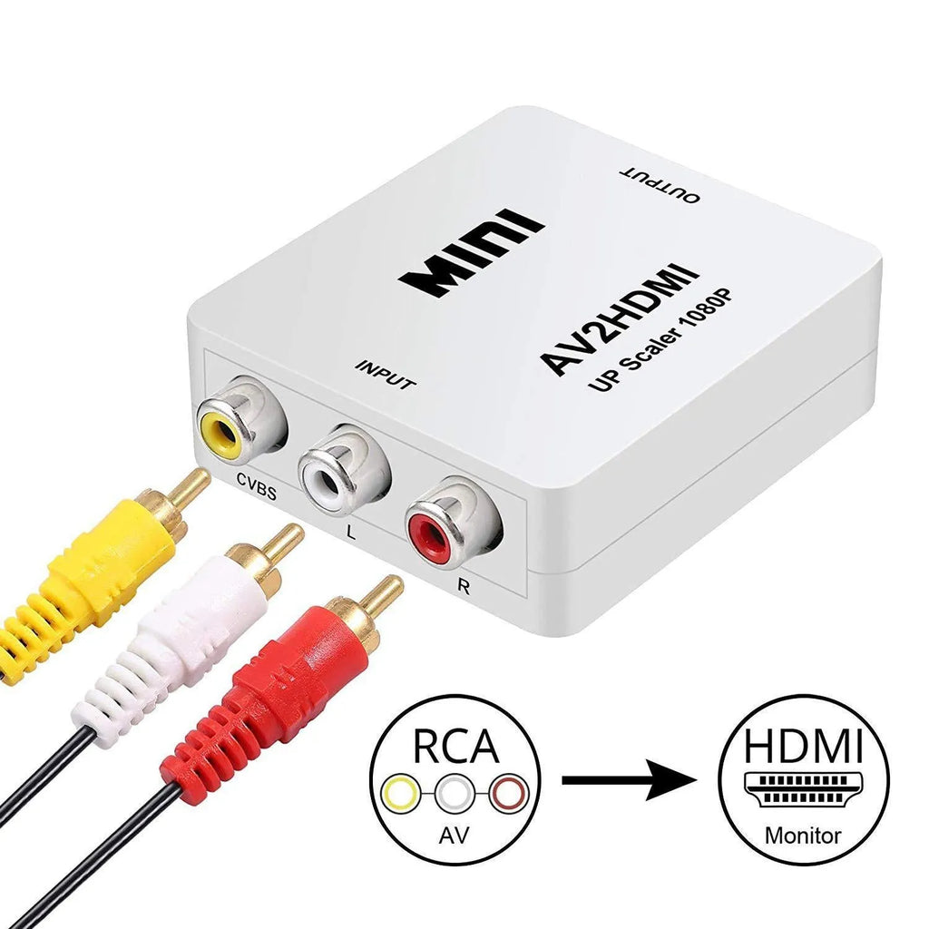 Black and white AV to HDMI converter with 0.5 metre cable for 1080P signal conversion