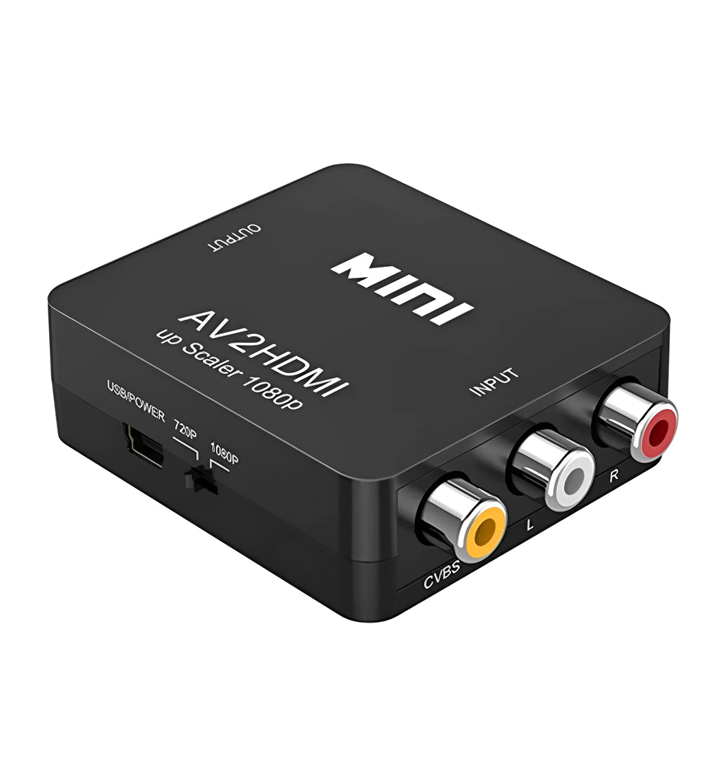 Black and white AV to HDMI converter with 0.5 metre cable for 1080P signal conversion
