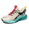 Men's breathable reflective running fitness shoes with TPU popcorn sole in black fluorescent green