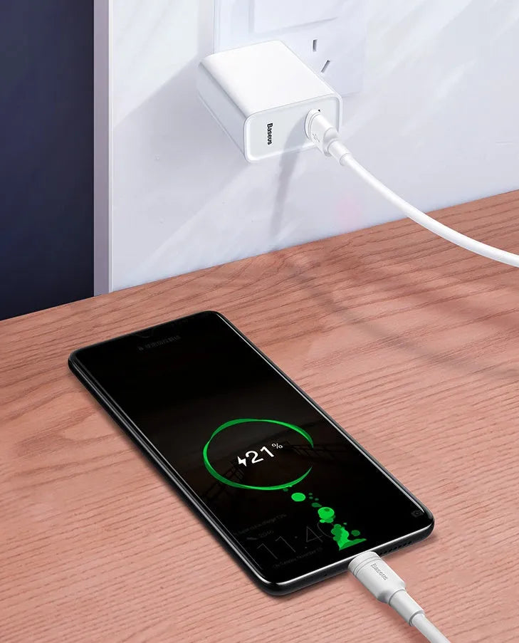 Baseus black and white Micro USB Android charging cables in 1m and 2m lengths