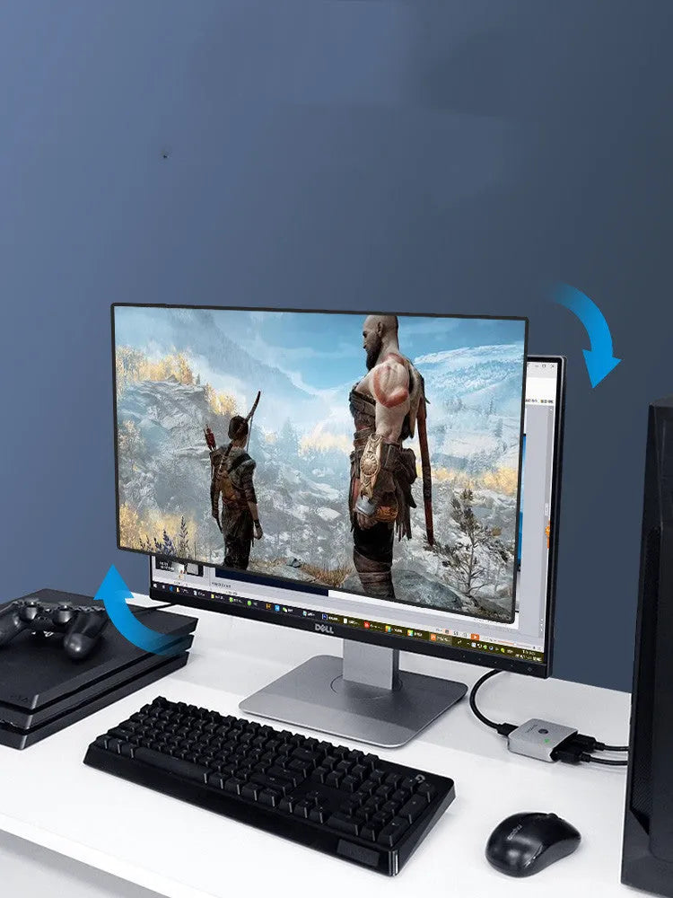 Grey HDMI 1 input 2 output switcher splitter device for connecting single source to dual displays