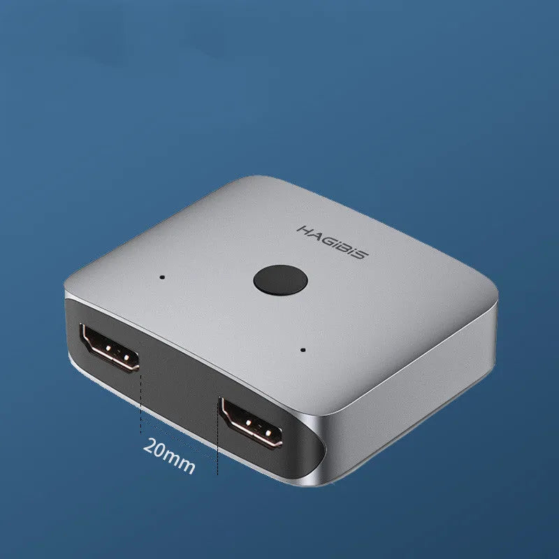 Grey HDMI 1 input 2 output switcher splitter device for connecting single source to dual displays