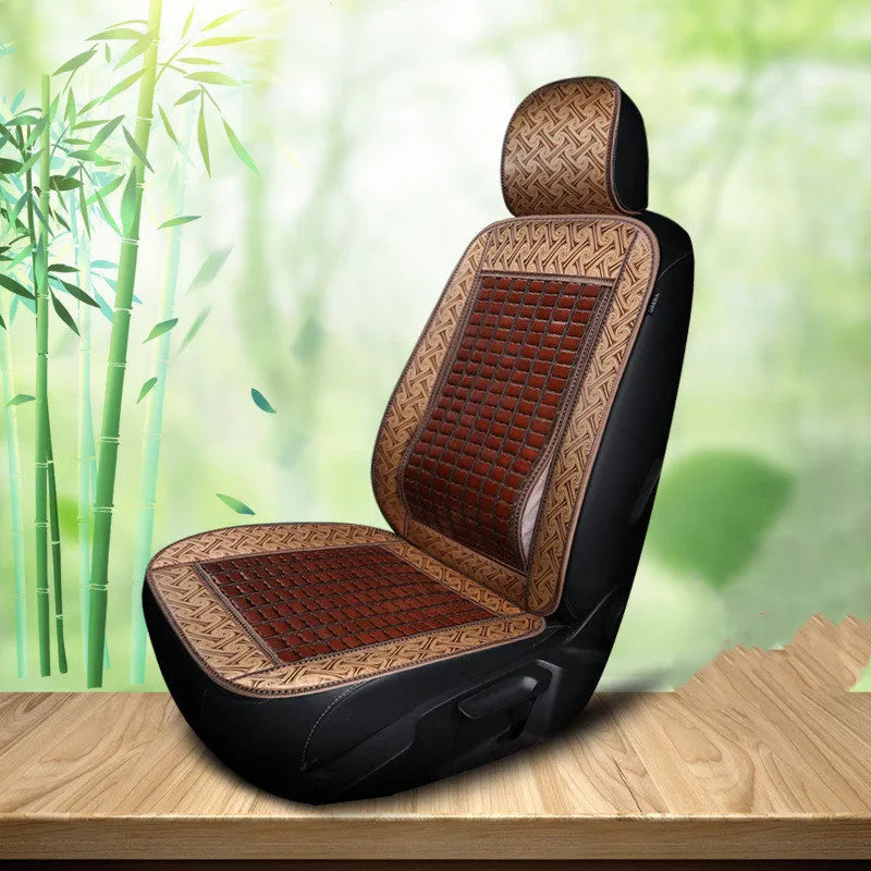 Breathable bamboo car seat cover in beige flat style for Wuling Rongguang double row seat