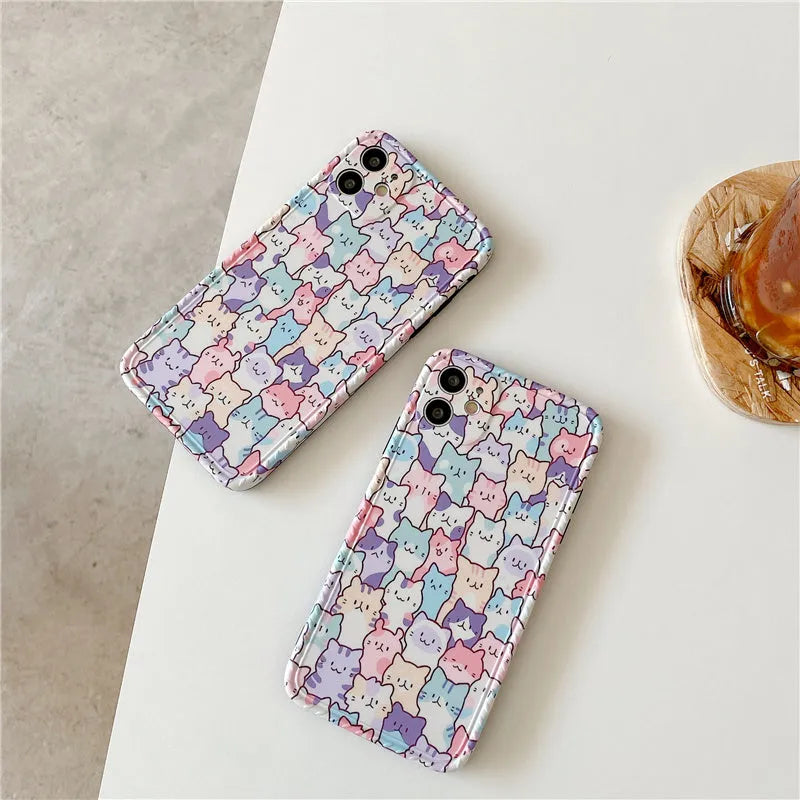 Colourful cartoon design TPU protective case for Apple iPhone mobile phones.