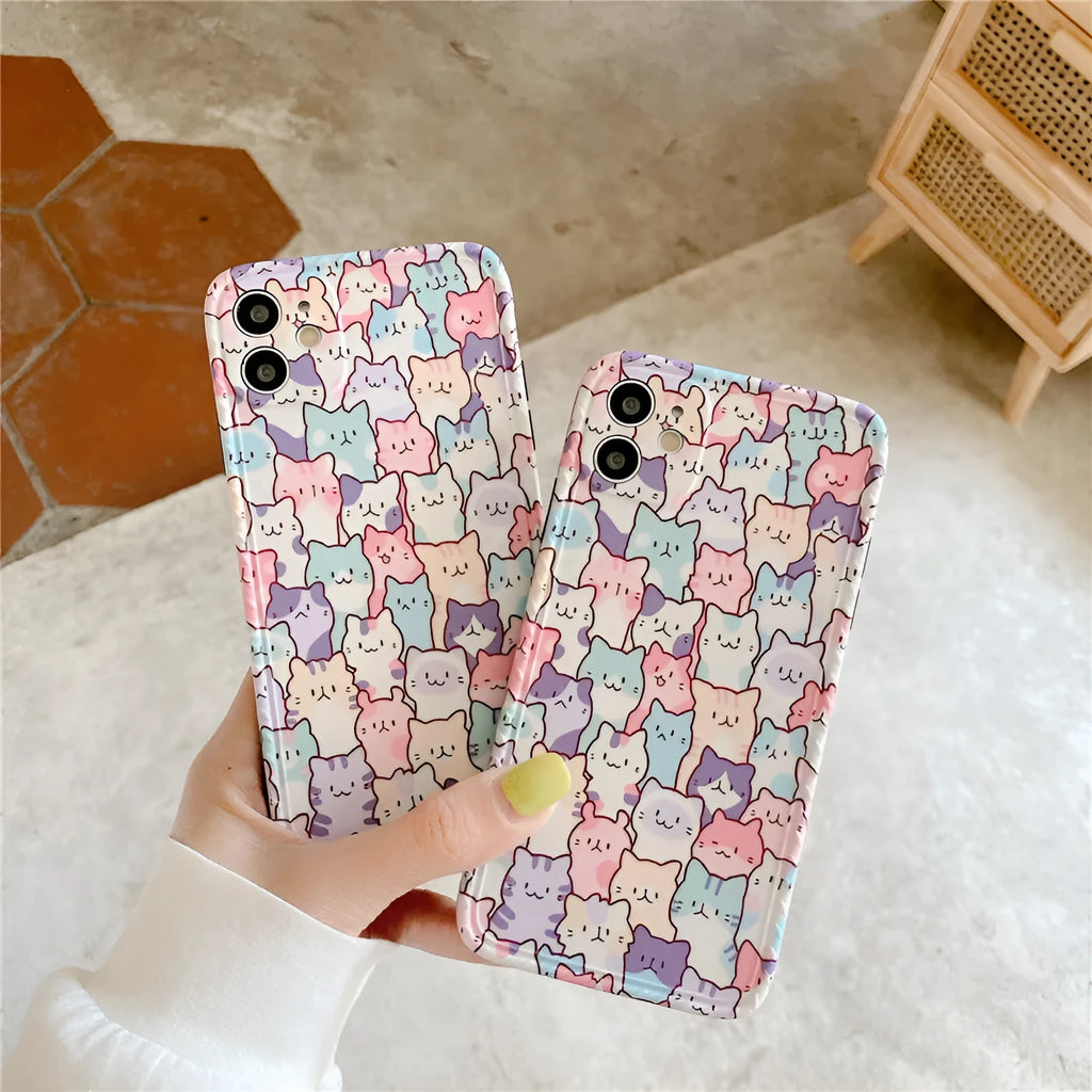Colourful cartoon design TPU protective case for Apple iPhone mobile phones.
