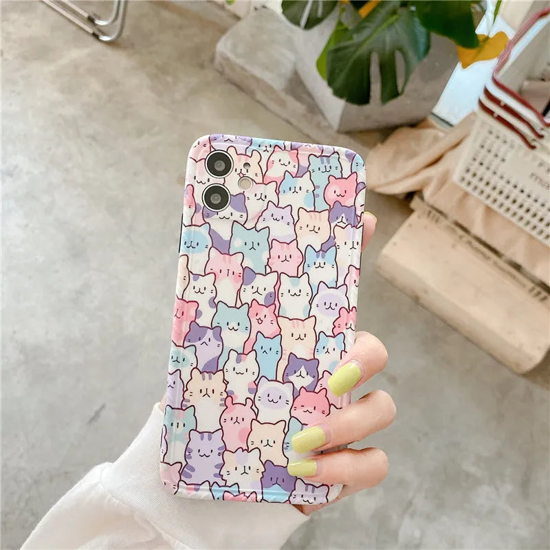 Colourful cartoon design TPU protective case for Apple iPhone mobile phones.