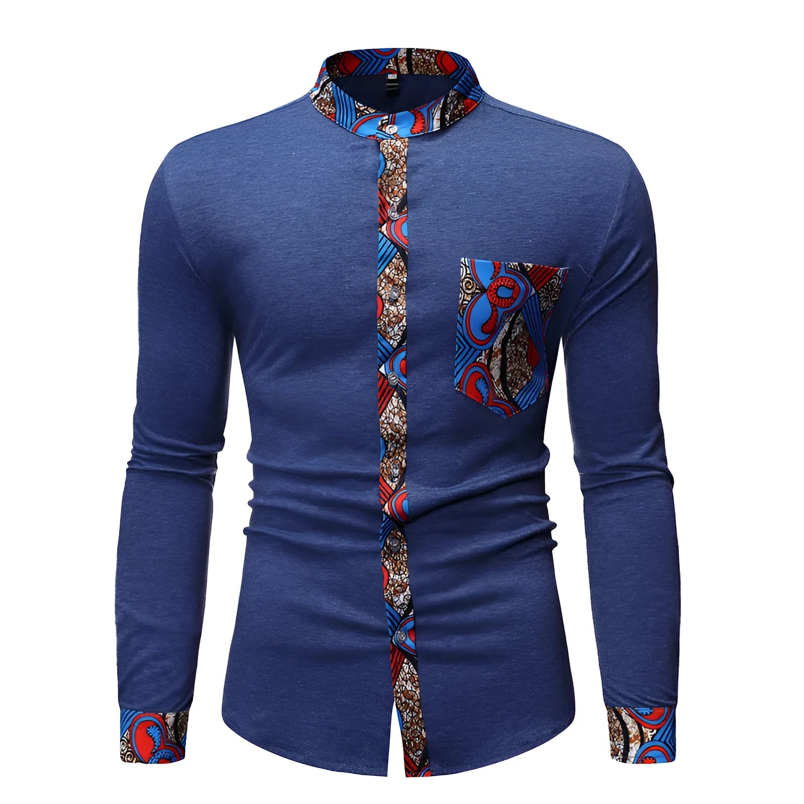 Men's long sleeve polyester shirt in light blue, plain design, non-iron finish, summer casual wear
