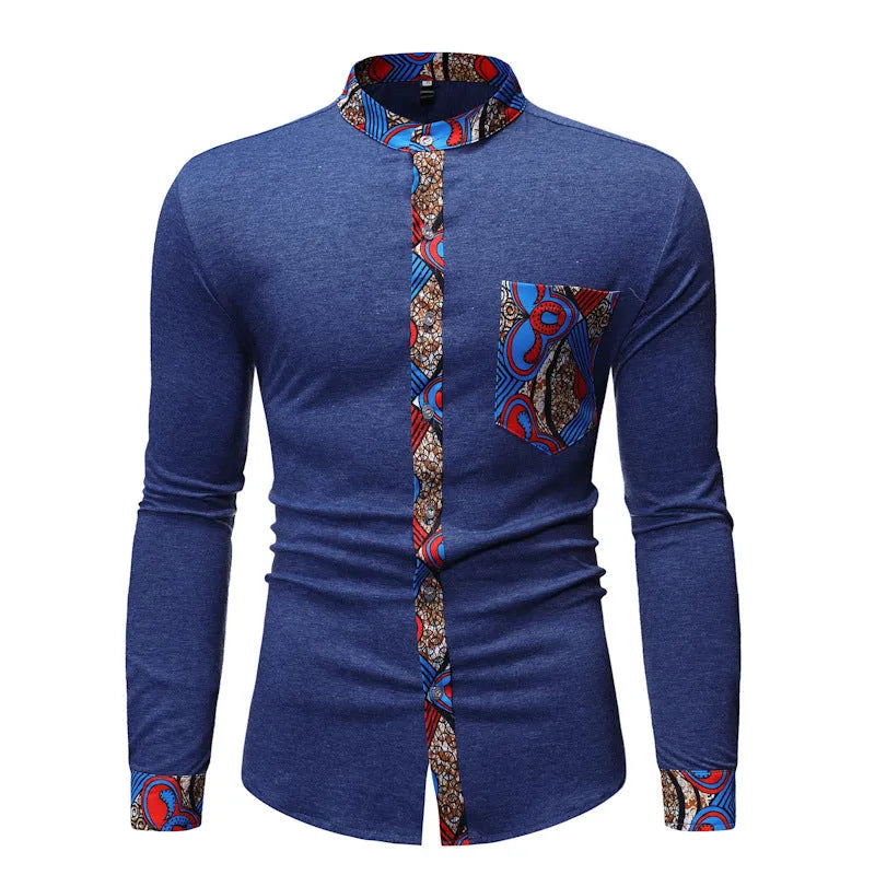 Men's long sleeve polyester shirt in light blue, plain design, non-iron finish, summer casual wear