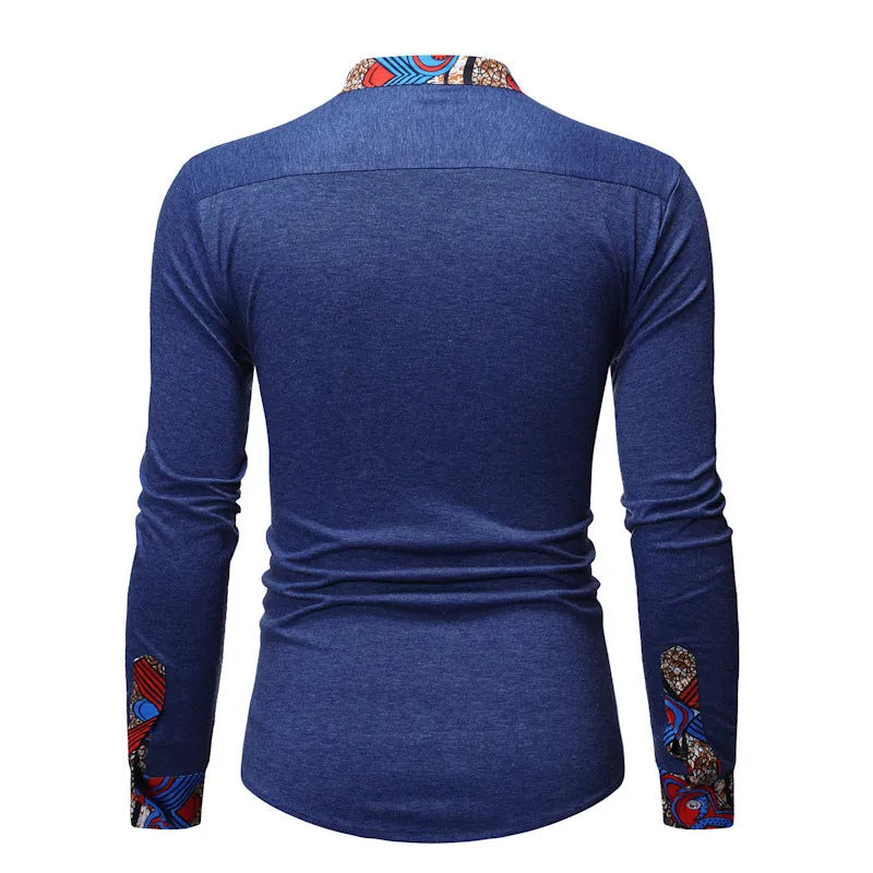 Men's long sleeve polyester shirt in light blue, plain design, non-iron finish, summer casual wear
