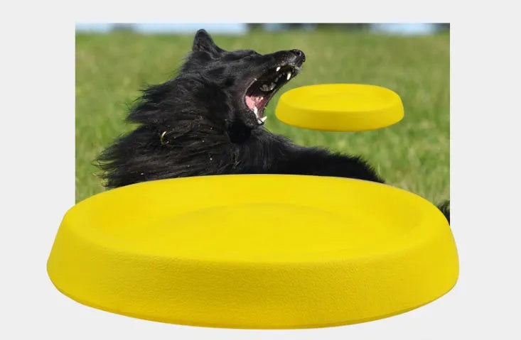 Yellow EVA plastic dog throwing toy weighing 70 grams for training and bonding activities
