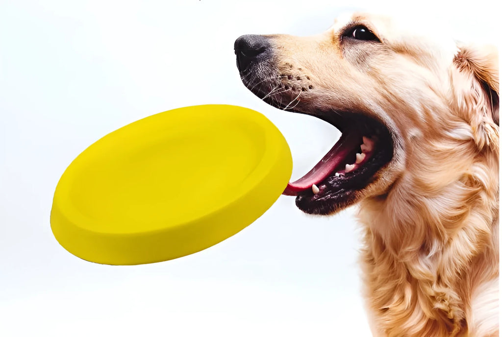 Yellow EVA plastic dog throwing toy weighing 70 grams for training and bonding activities