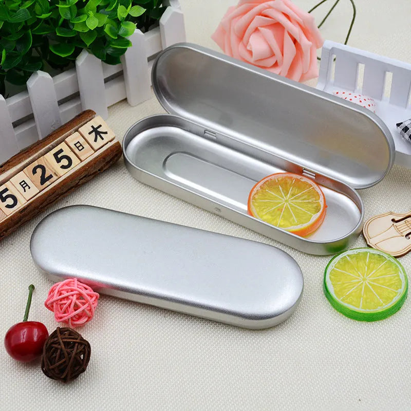 Rectangular tinplate cosmetic box with offset printing, 175x60x18mm, frosted iron finish