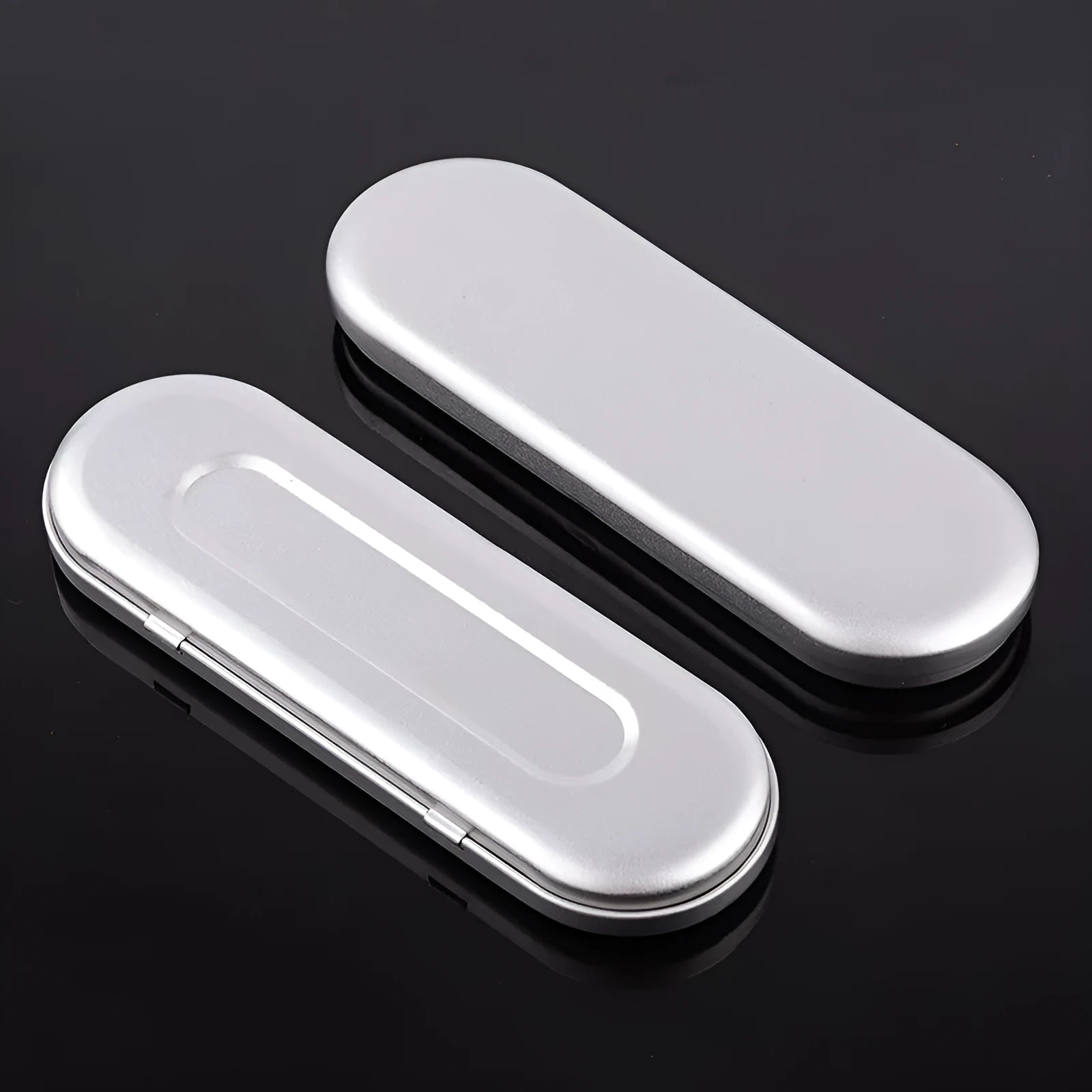 Rectangular tinplate cosmetic box with offset printing, 175x60x18mm, frosted iron finish