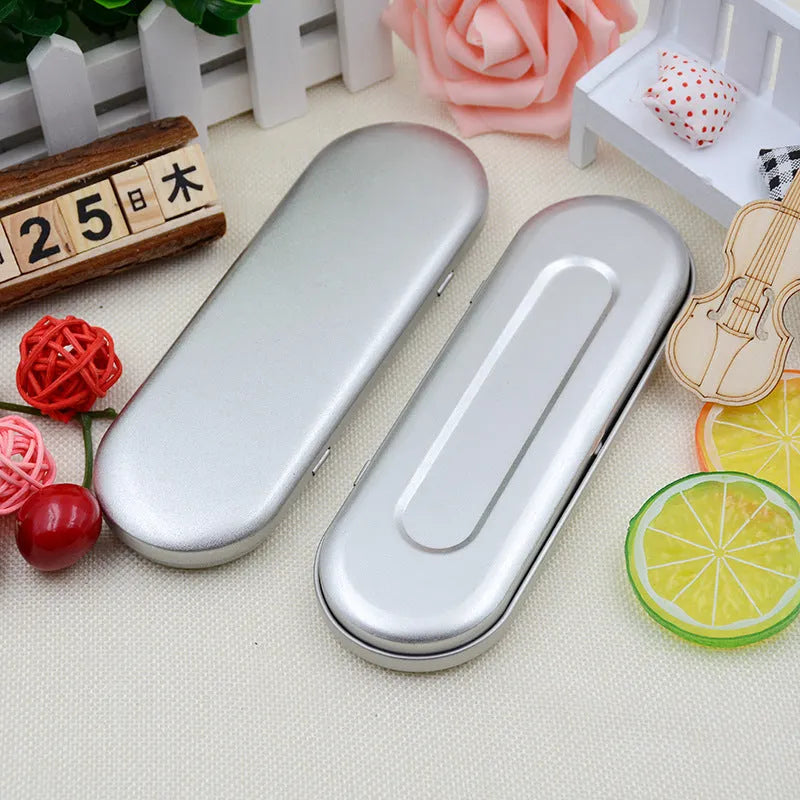 Rectangular tinplate cosmetic box with offset printing, 175x60x18mm, frosted iron finish
