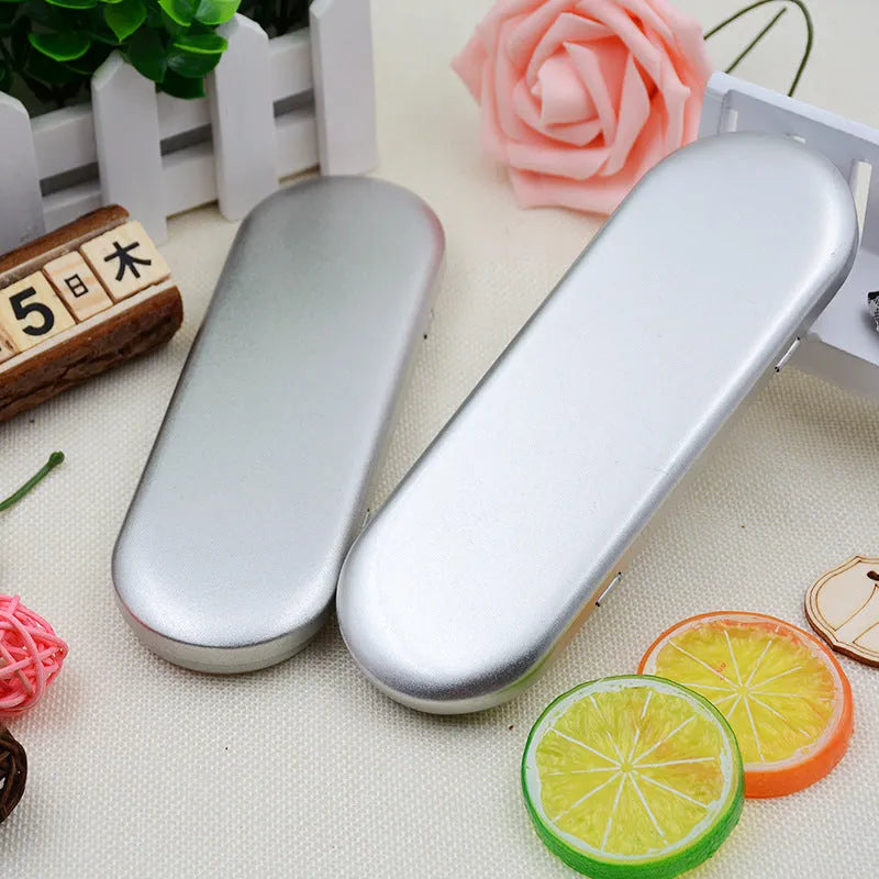 Rectangular tinplate cosmetic box with offset printing, 175x60x18mm, frosted iron finish