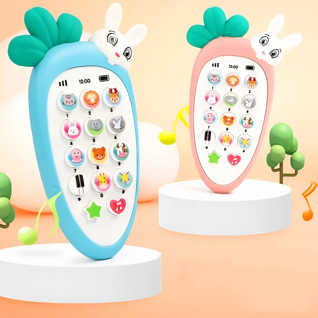 Baby electronic phone toy in pink colour with sound buttons for educational play