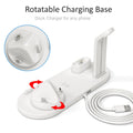 Three-in-one wireless charging station for Apple Watch, AirPods case and iPhone on desk