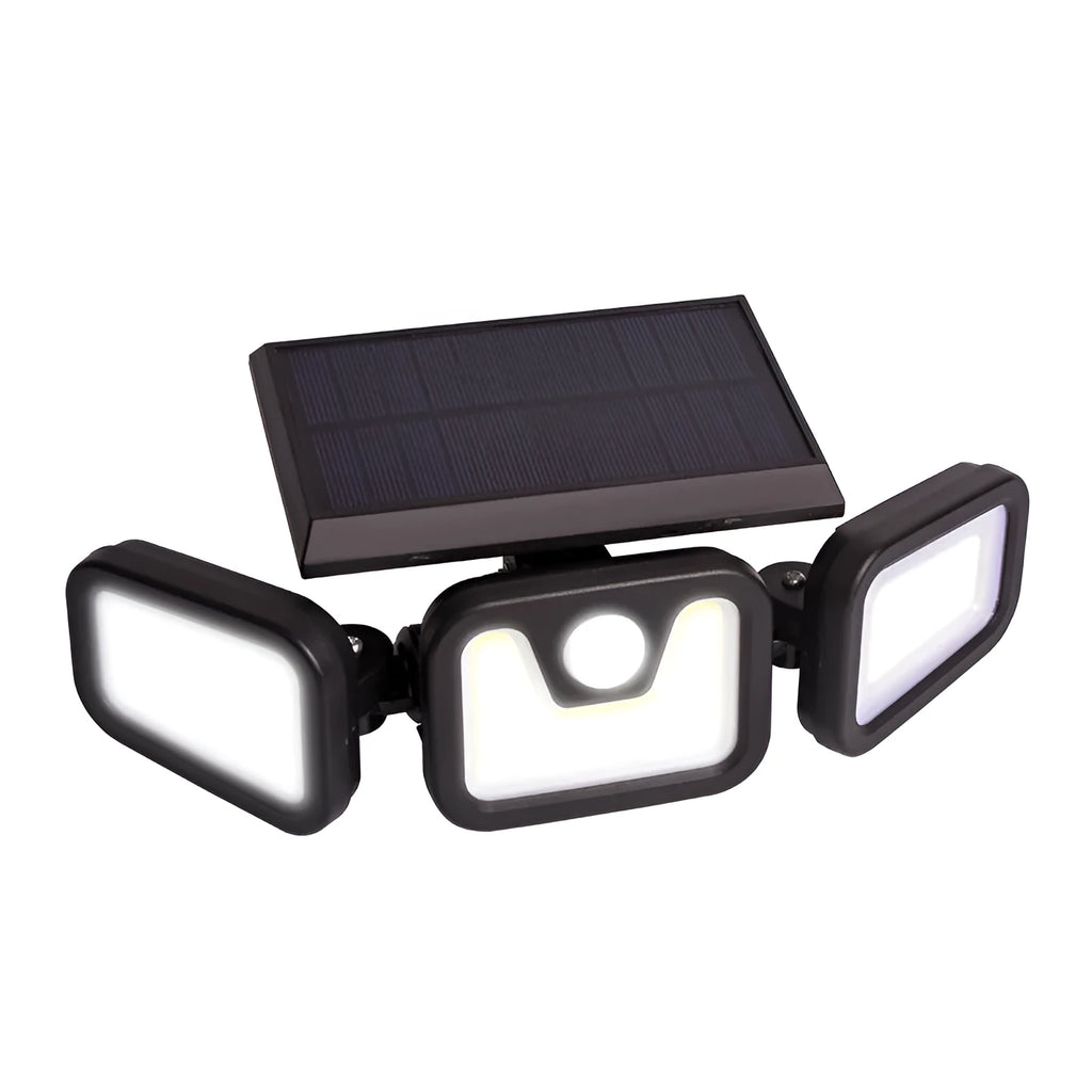 Three head rotating 360 degree solar wall light for outdoor courtyard with 112LED SMD 60W IP65 waterproof