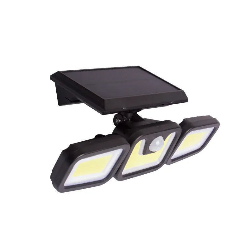 Three head rotating 360 degree solar wall light for outdoor courtyard with 112LED SMD 60W IP65 waterproof