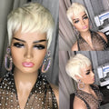 Ladies short straight high temperature silk wig with long bangs for hairstyle change, suitable for any face shape