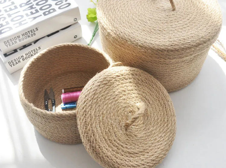 Japanese style fabric underwear storage box with a cover in small, medium, and large sizes