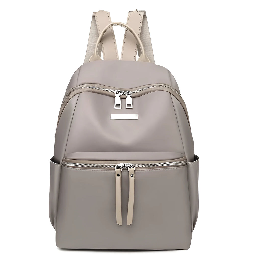 Women's medium Oxford cloth backpack in black with double straps and nylon fabric texture