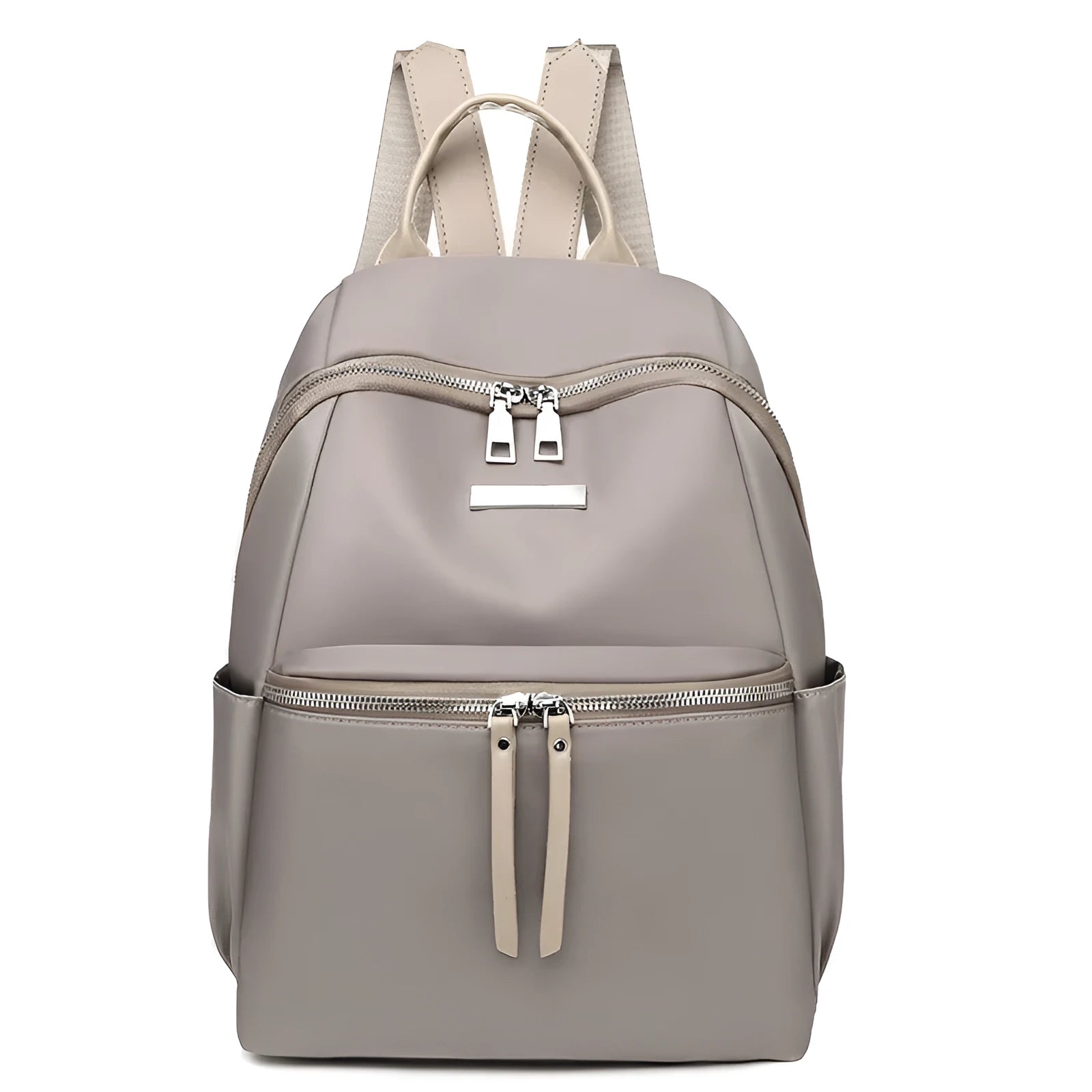 Women's medium Oxford cloth backpack in black with double straps and nylon fabric texture