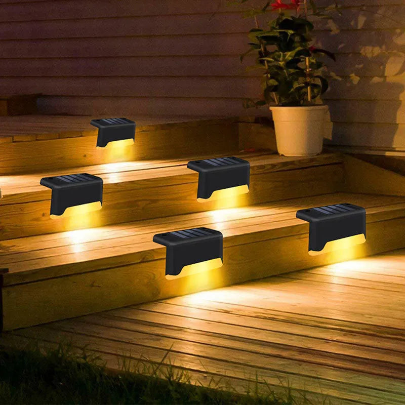 Black waterproof solar LED fence lamp 75mm outdoor step light with warm white glow