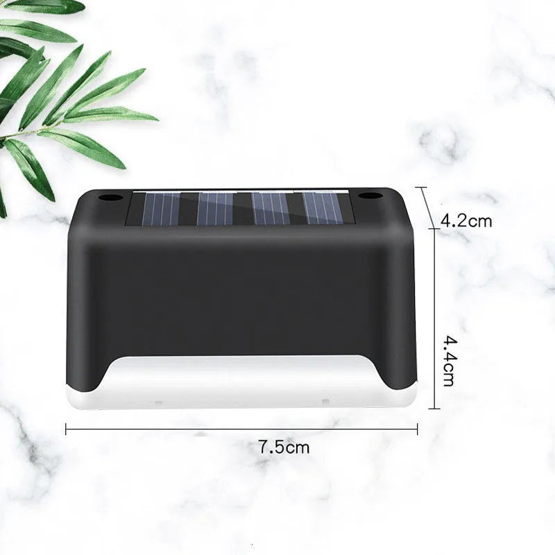 Black waterproof solar LED fence lamp 75mm outdoor step light with warm white glow