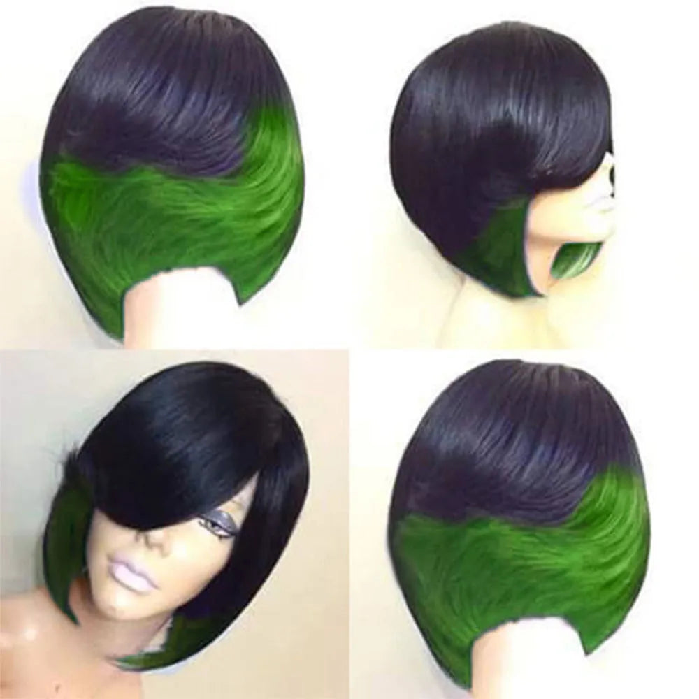 Short straight high temperature silk wig for women, 57cm head circumference, natural look, available in multiple colours