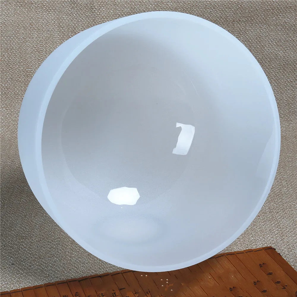 8-inch white crystal Buddha sound bowl made from natural quartz sand polished finish with percussion rod