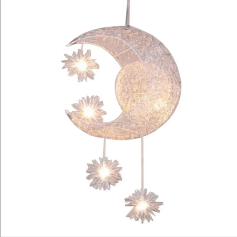 Aluminum wire star moon chandelier with LED warm white light for restaurant bar bedroom