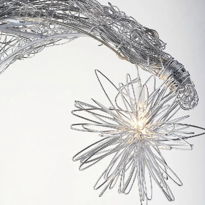 Aluminum wire star moon chandelier with LED warm white light for restaurant bar bedroom