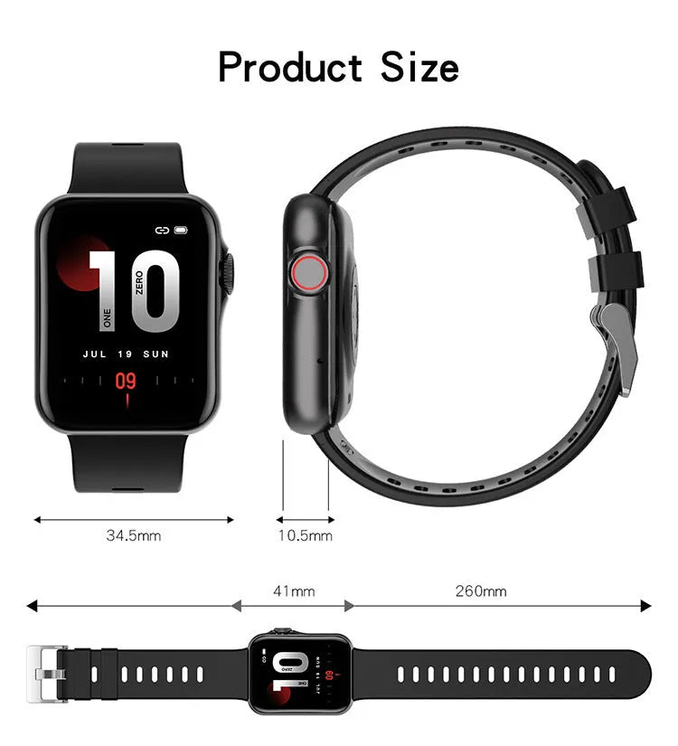 D06 smart watch with colour screen and black silicone strap showing call interface