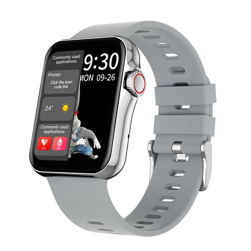 D06 smart watch with colour screen and black silicone strap showing call interface
