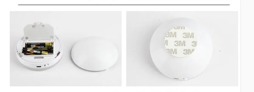 Wireless motion sensor LED lights for hallway and cabinet night-time illumination
