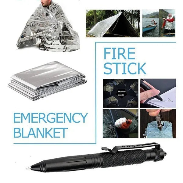 13-piece outdoor survival treasure box with stainless steel tools in shockproof case