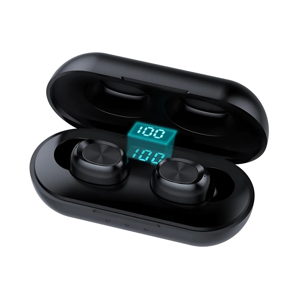 B5 black Bluetooth headset with digital display charging case, true wireless stereo earbuds, TWS5.0