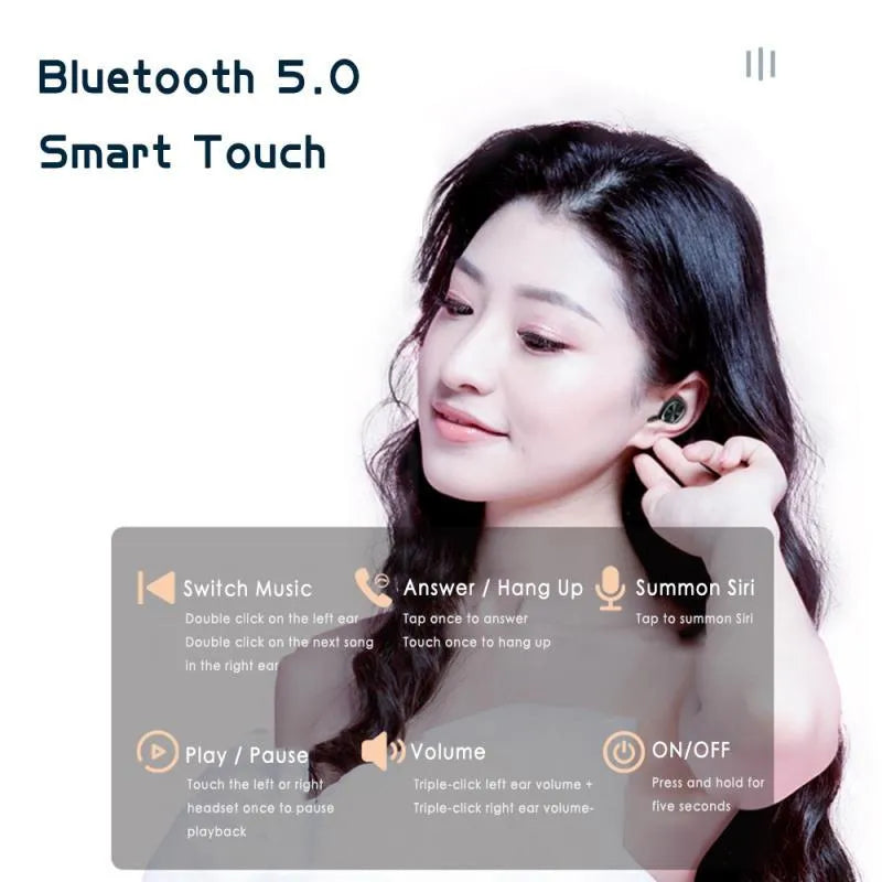B5 black Bluetooth headset with digital display charging case, true wireless stereo earbuds, TWS5.0