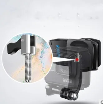 Aluminium alloy and plastic backpack clip for GoPro and action cameras with 360-degree rotation