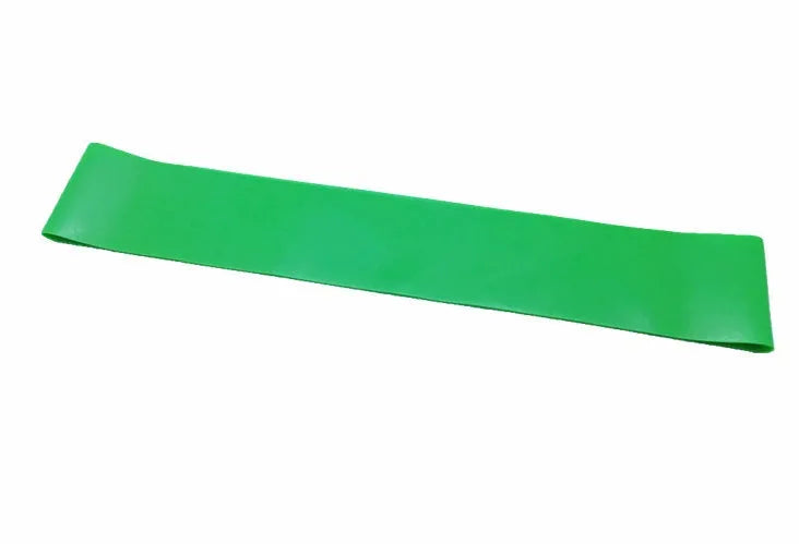 Latex resistance band in pink, measuring 500mm length, 50mm width, for yoga and fitness exercises
