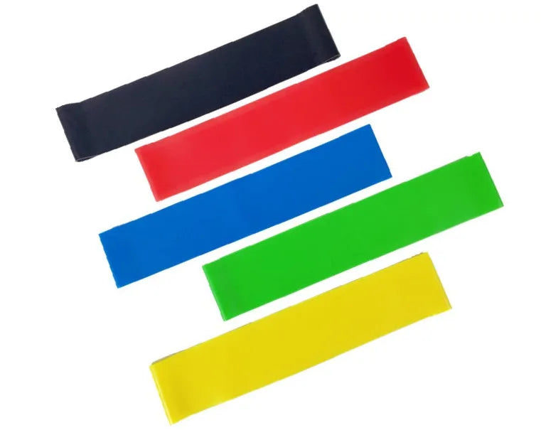 Latex resistance band in pink, measuring 500mm length, 50mm width, for yoga and fitness exercises