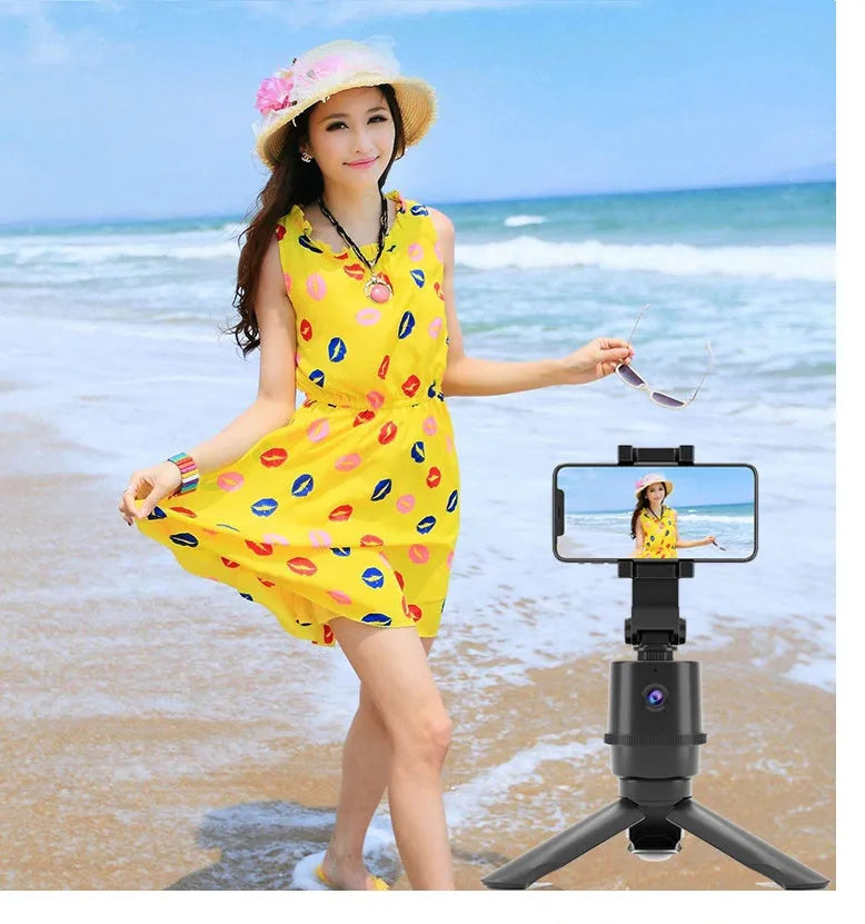 360-degree rotating AI tracking mobile phone bracket on a table