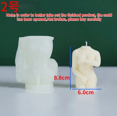 Shy Female Body silicone candle mould in three variant styles for craft making.