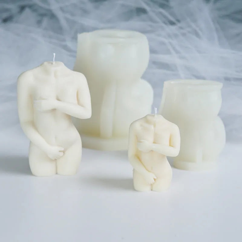 Shy Female Body silicone candle mould in three variant styles for craft making.