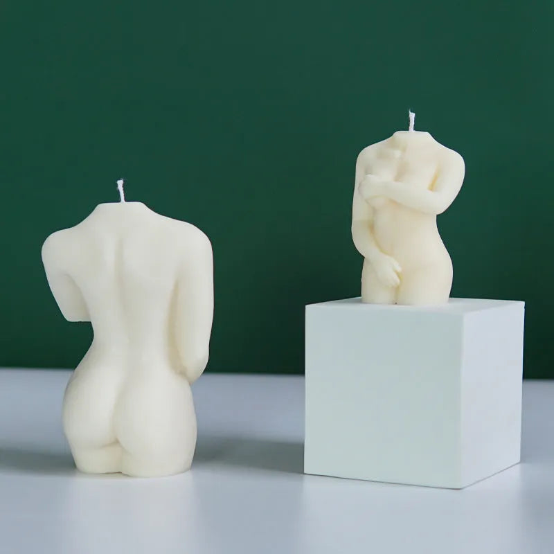 Shy Female Body silicone candle mould in three variant styles for craft making.