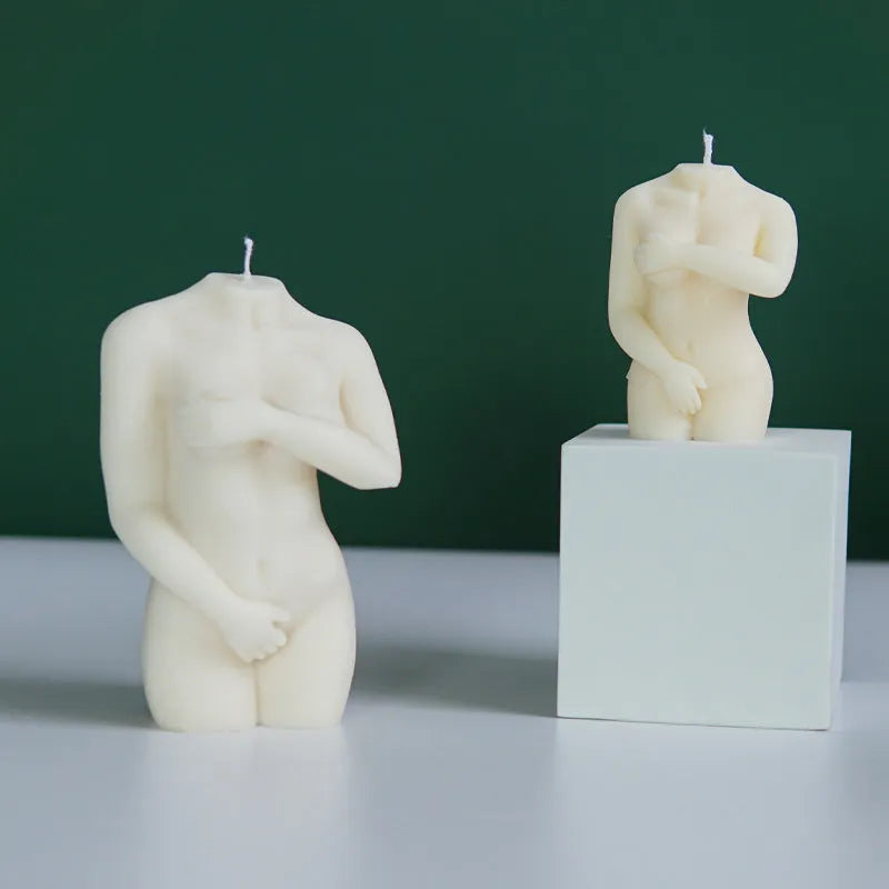 Shy Female Body silicone candle mould in three variant styles for craft making.